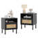 Aimara Rattan Nightstand Set 2, Bedside Table with Open Shelf and Door, Boho End Table