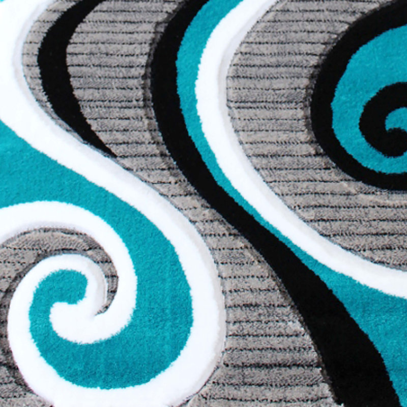 Tapis à motif abstrait tourbillon Skaghe, Tapis de couloir 2 pi x 7 pi 3 po