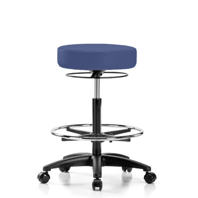 Adjustable Height Lab Stool with Footrest and Removable Casters/Wheels