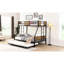 Lit superposé simple au-dessus d'un lit double en métal avec lit gigogne, solide et stable, brun noir, sans sommier, grand espace de rangement, assemblage simple requis, structure fiable et silencieuse