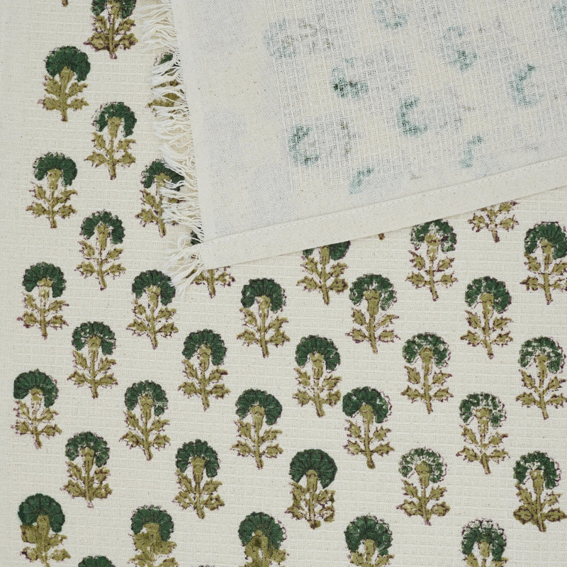 Floral 100% Cotton Hand Block Print Waffle Hand Towels 17X32 Perfect for Your Home's Aesthetic and Comfort (Chirayu), Green