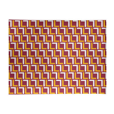 Tapis géométrique rouge / jaune / blanc