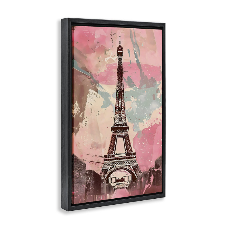 Cadre flottant rose et bleu Parisian Tower, design Creative Studio, Cadre flottant noir de jais, H 25 po x l 17 po