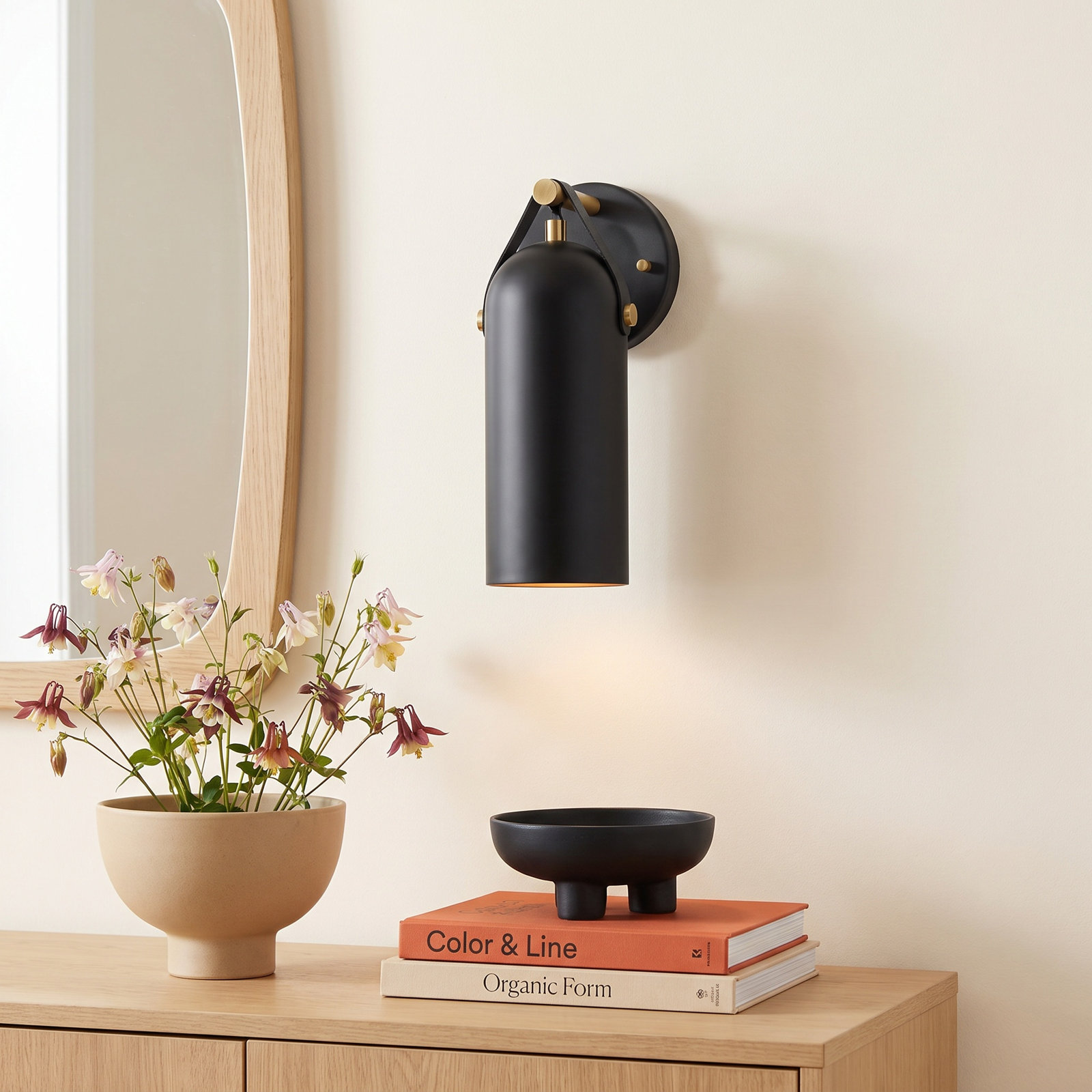 Caniah Single Light Dimmable Armed Sconce, Black