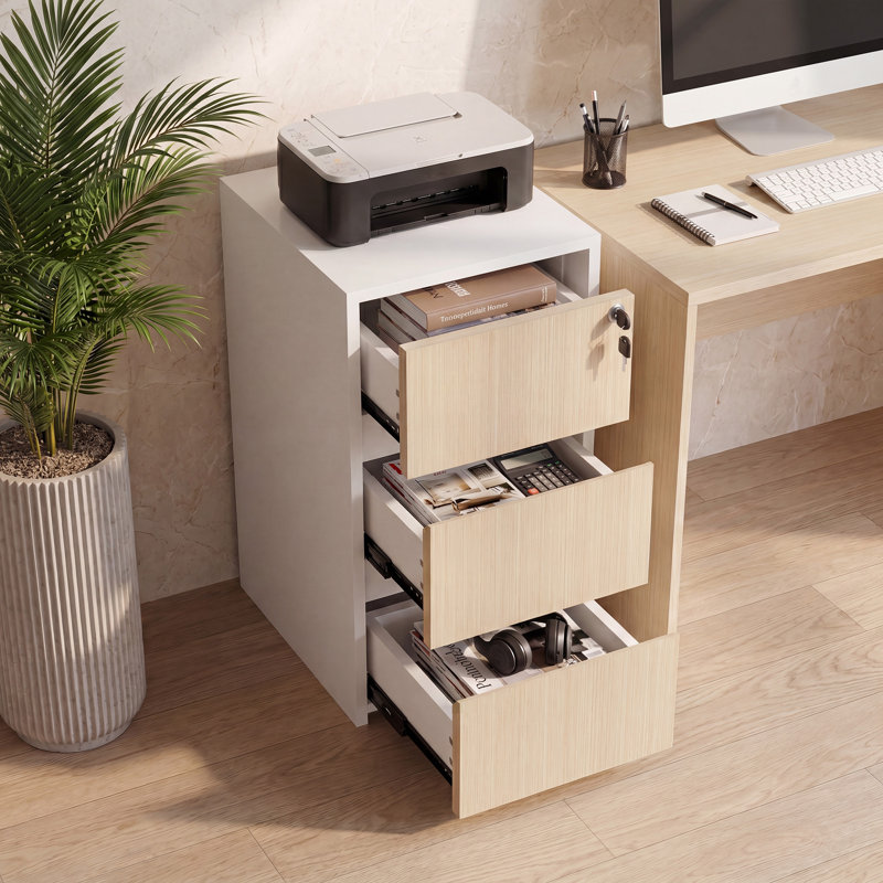 Okeysen 12.6" Slim 3-Drawer Mobile File Cabinet