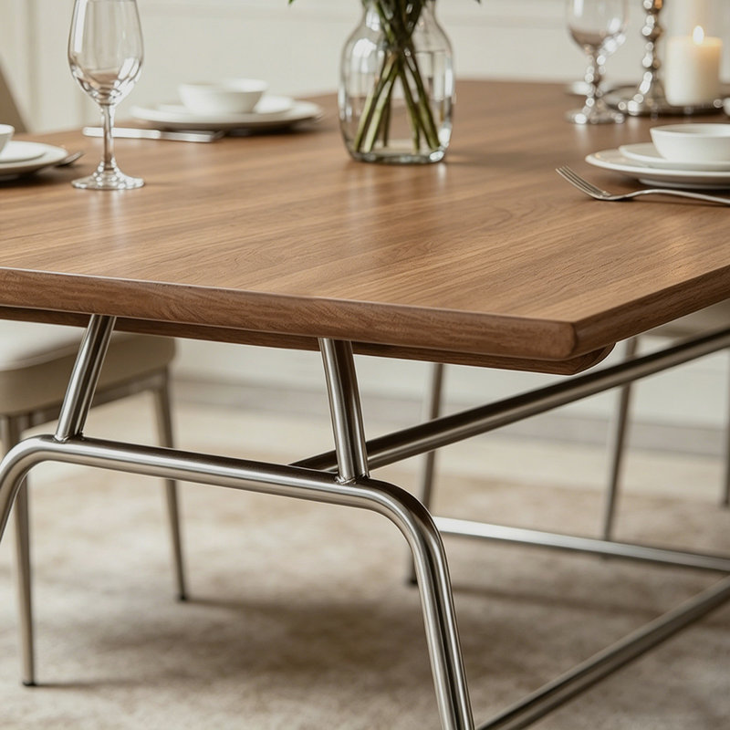 Nut-brown Rectangular Solid Wood Dining table