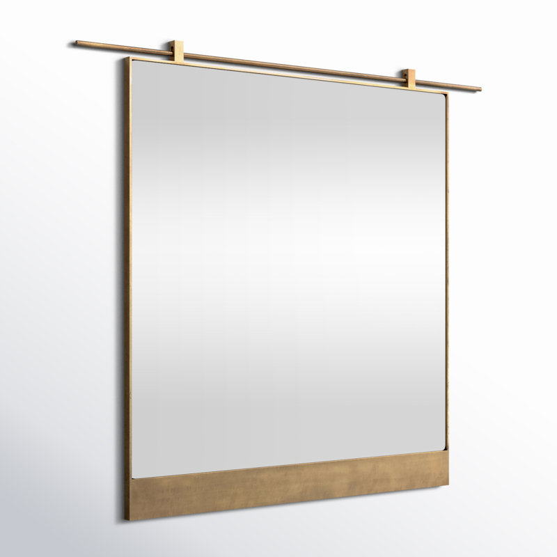 Chico Flat Metal Wall Mirror, Antique Brass, 45" x 50"