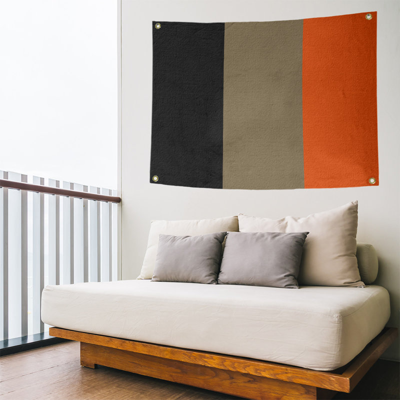 Tapisserie de polyester Anaheim, H 59 po x l 80 po x P 2 po, Noir / doré métallique / orange