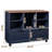 Vintage File Cabinet with Sturdy Metal Construction, Detachable Shelves, Movable Wheels, and Handle – Ideal Home Office Storage, Blue-1925371336
