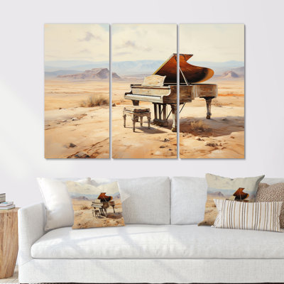 Piano et paysage désertique I - Ensemble d'art mural piano