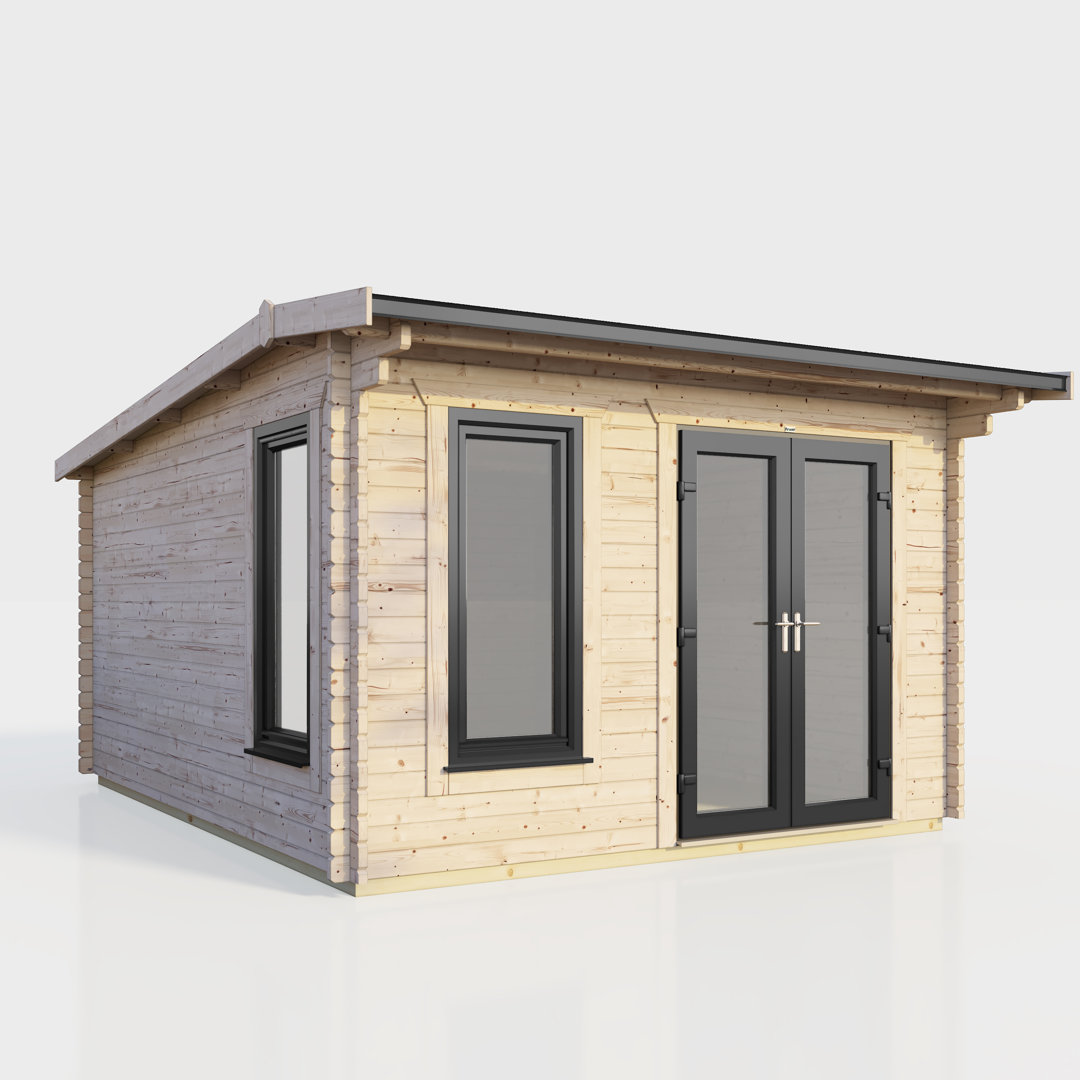 Powersheds 12 x 12ft Apex Log Cabin, Doors to the Right - 44mm