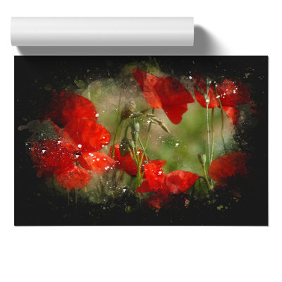 Field of Poppies Paint Splash - Frameless Print