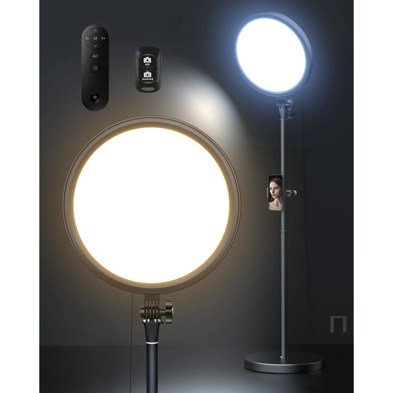 Anneau professionnel 12 po avec support, lampadaire réglable de 79 po avec télécommande et support pour téléphone, 144 perles DEL, puissance de 26 W, gradation continue et température de couleur pour diffusion en direct / photographie / tiktok