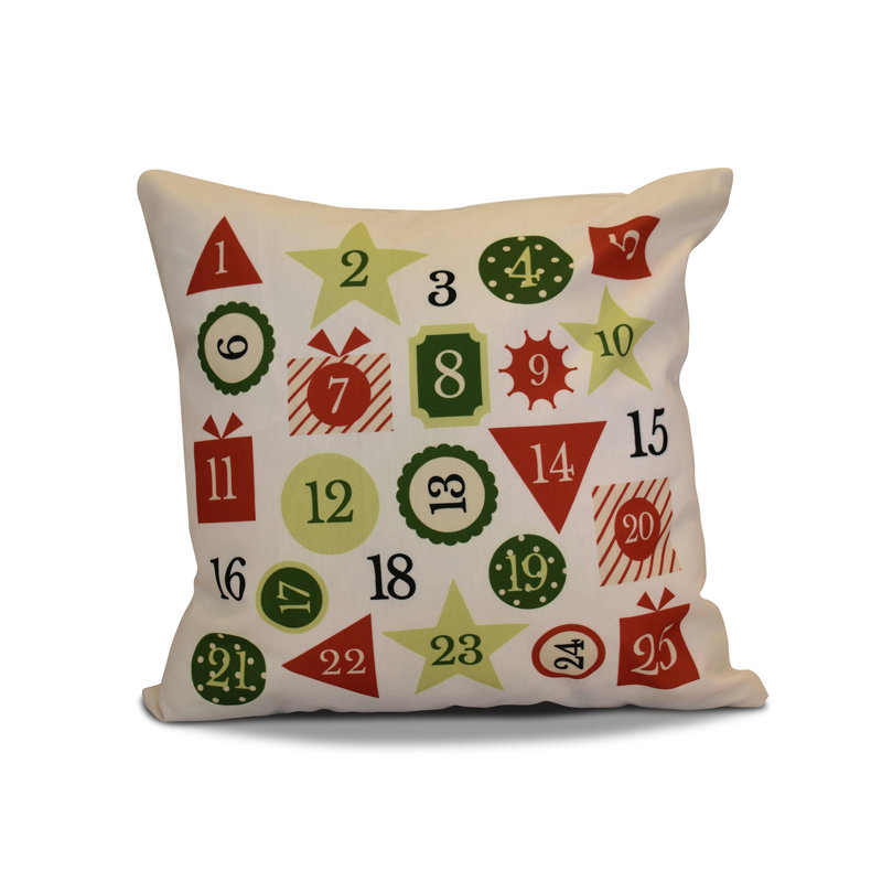 Housse de coussin à motif de calendrier de l’avent, H 18 po x l 18 po, Rouge