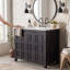 Meuble-lavabo de 91 cm avec lavabo en céramique, fini espresso - Armoire de rangement en bois massif