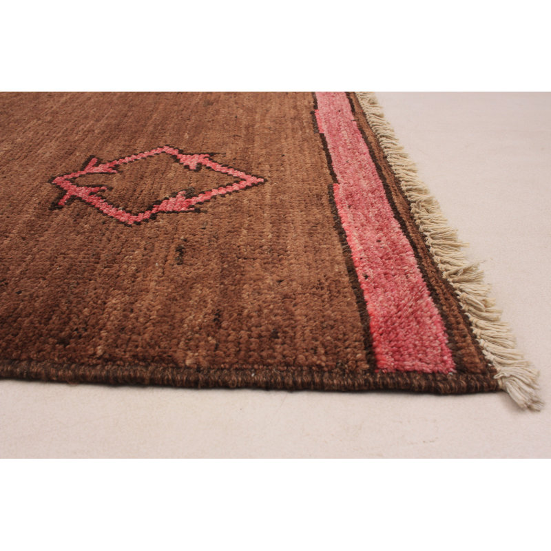 Tapis unique en laine noué à la main brun de 6 pi 5 po x 8 pi 9 po Grogan