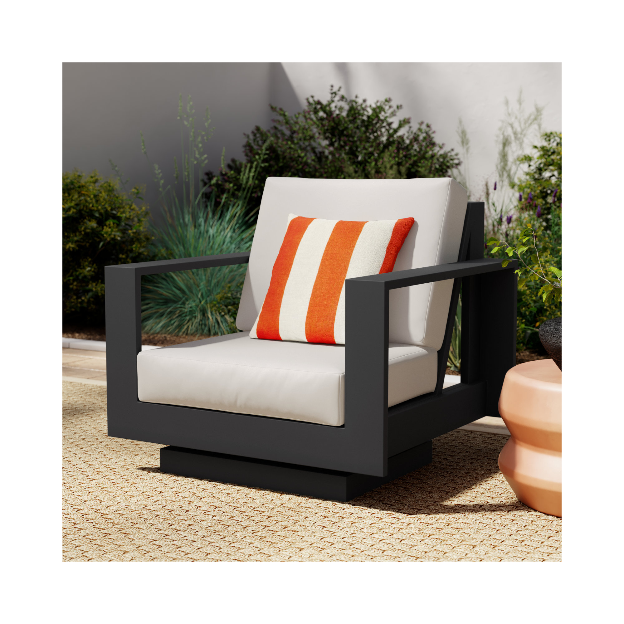 Yuki Outdoor Swivel Lounge Chair with Sunbrella Cushions