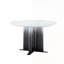 Table de salle à manger ronde en MDF à motif de marbre, table de cuisine compacte pour 2 à 4 personnes avec pieds dégradés blancs et base en croix pour les petits espaces