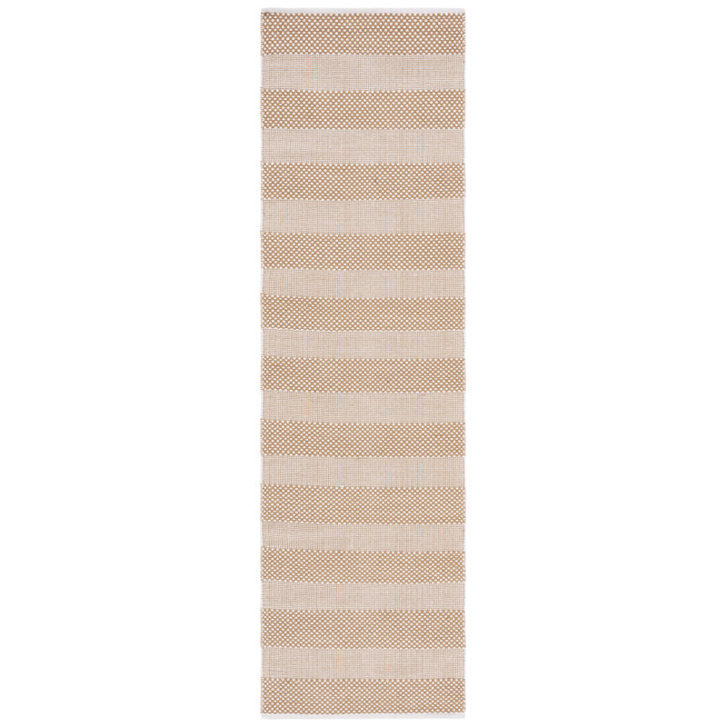 Tapis rayé kilim802 ivoire / doré, Tapis de couloir 2 pi 3 po x 8 pi