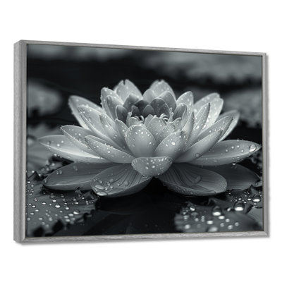 Grey Lotus Photo Elegant Silhouette II - Lotus Wall Decor