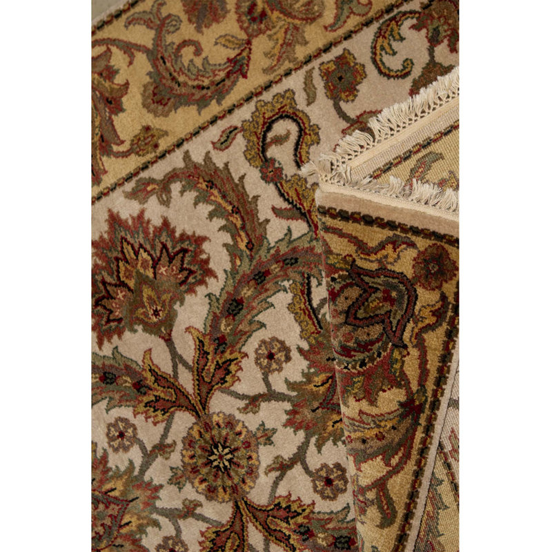 Tapis ivoire et or noué à la main de qualité supérieure Trinity