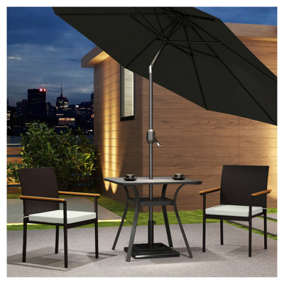 Ensemble de 2 chaises de patio en rotin avec accoudoirs en bois d'acacia Outsunny, blanc