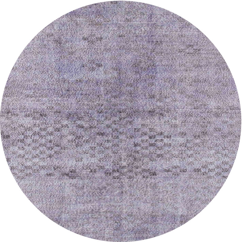Tapis en violet/gris contemporain, Rond 8 pi