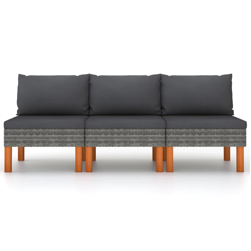 23.8" Wide Patio Sofa with Cushions, Gray, Anthracite