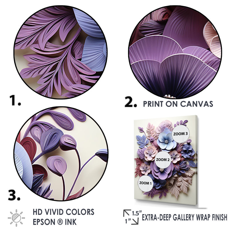 Art mauve dans les pensées, Cadre doré simple, H 44 po x l 34 po x P 1,5 po