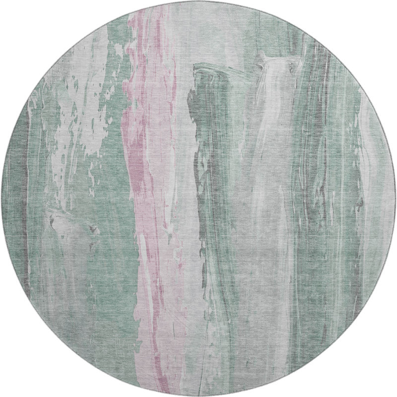 Premium Machine Washable Mayfield AMF1845 Abstract Rug, Round 8'