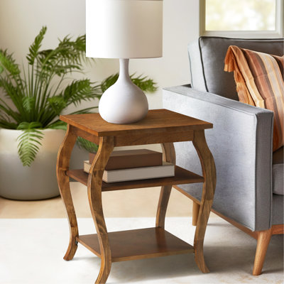 Table d'appoint avec finition noyer et 2 tablettes - placage de pieds carrés pour la maison moderne