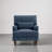 Upholstered Navy Nailhead Trim Accent Chair with Throw Pillow and Solid Wood Legs-125842258
