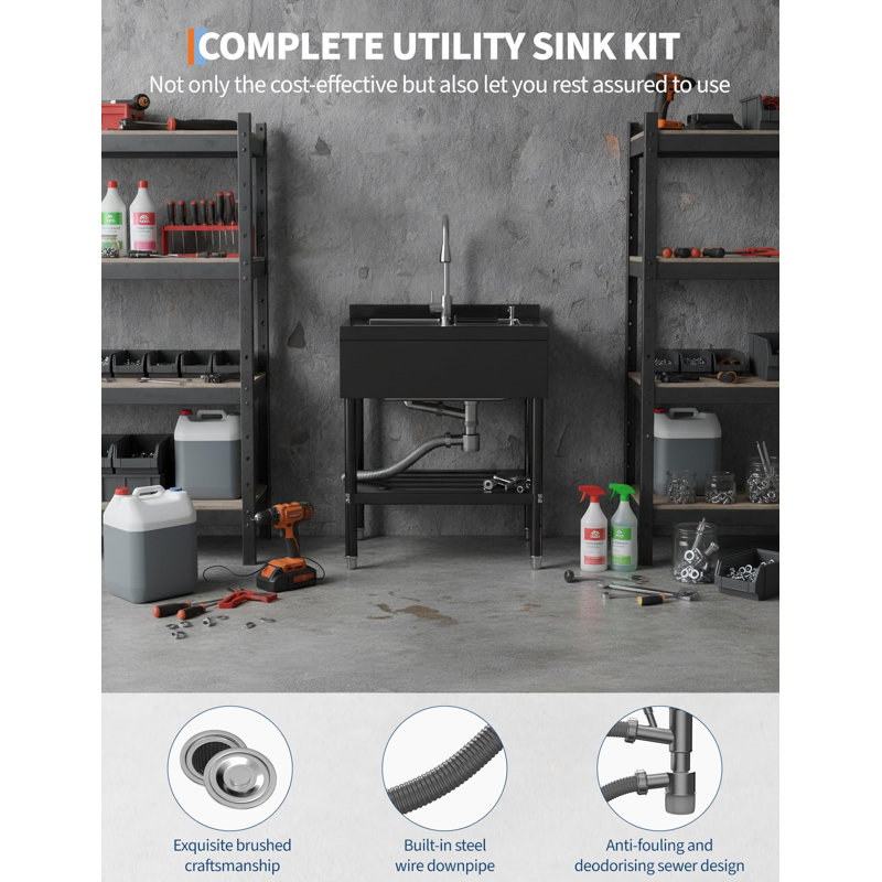 Ensemble de drain autoportant en acier inoxydable pour robinet de cuisine