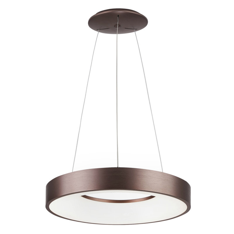 1 - Light LED Drum Pendant, Coffee Brown, 120cm H x 60cm W x 60cm D