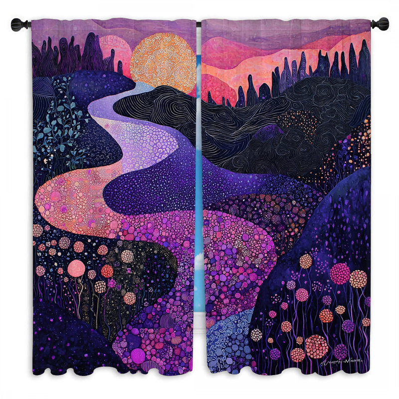 Rideaux de fenêtre River Landscape, rideaux éclectiques - 2 panneaux, L 20 po x L 52 po