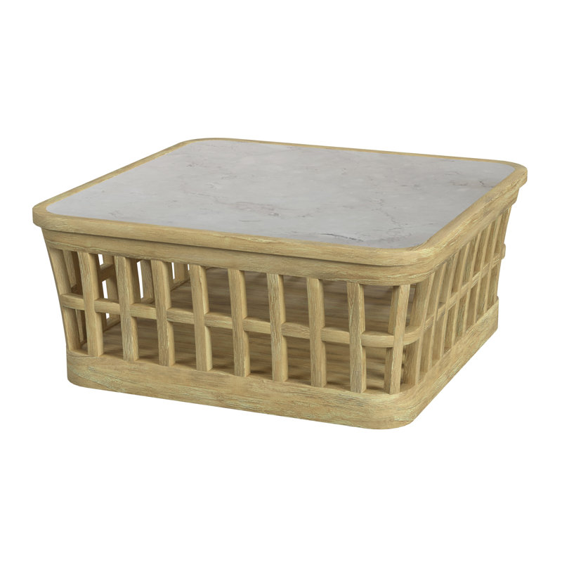 Monhegan Outdoor Teak and Marble Coffee Table