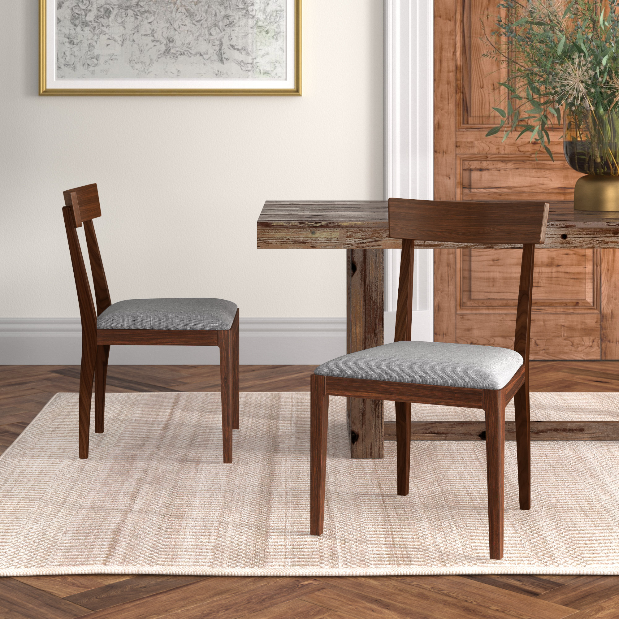 Holmes Ladder Back Side Chair, Brown Peformance Basketweave