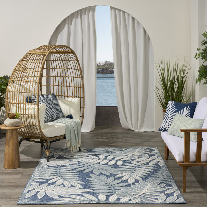 Lakesha 3'6" x 5'6" Blue Modern Rug, Rectangle 3'6" x 5'6"