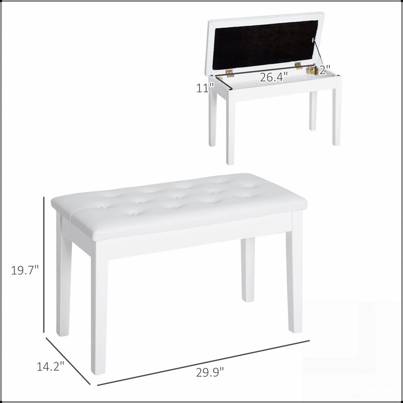 Piano Bench, Duet Piano Chair, White