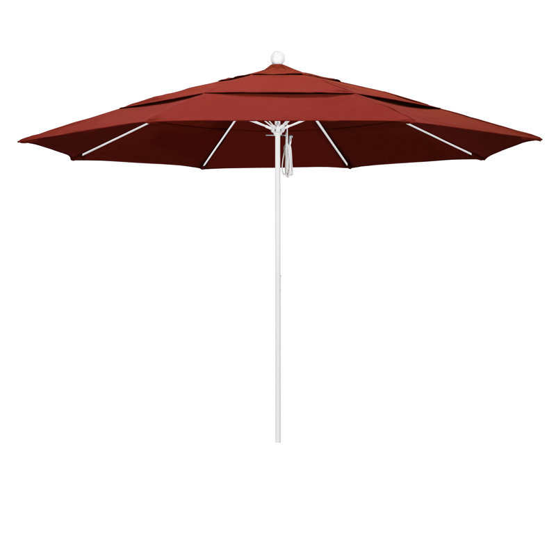 Parasol de marché 11 pi Silva, Toile toile terre cuite Sunbrella®, Blanc mat