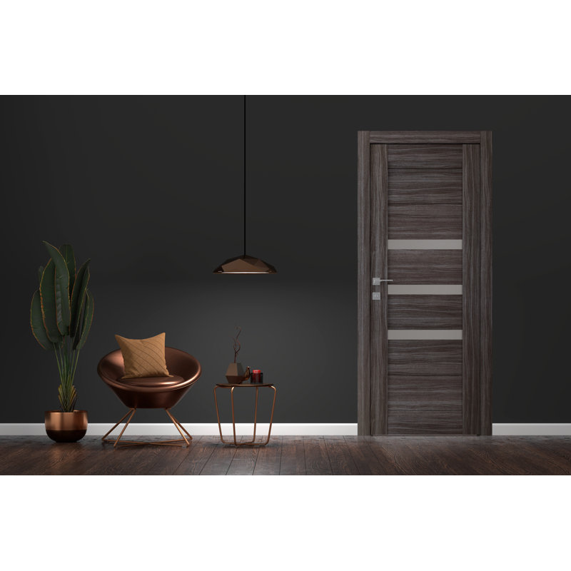 Porte pré-suspendue simple en bois préfini avec panneau Dora DIY-FRIENDLY, Côté droit, Chêne, 23,875 po x 79,38 po