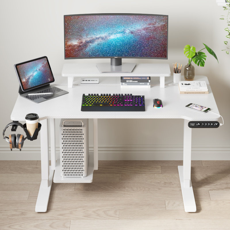Adjustable Standing Desk With Laminate, White, 49" H x 55" W x 31.5" D