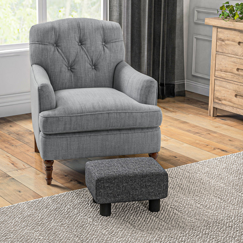 Repose-pieds gris anthracite recouvert de lin, petit pour toutes les décorations intérieures, recouvert confortable, décoration intérieure,