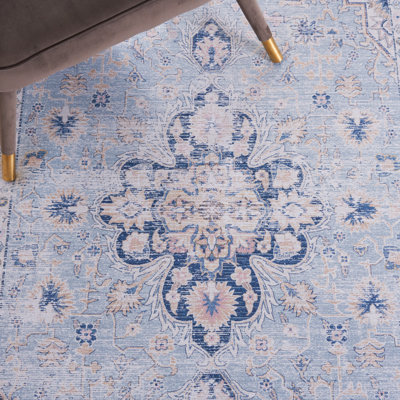 Ziebarth 147 M/W S/R Area Rug In Light Blue / Navy