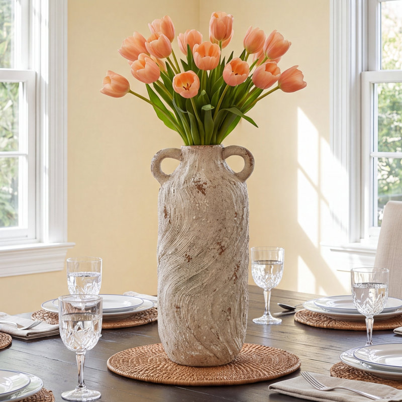 Clairabelle Magnesium Oxide Table Vase, 22.05" H x 8.35" W x 8.70" D