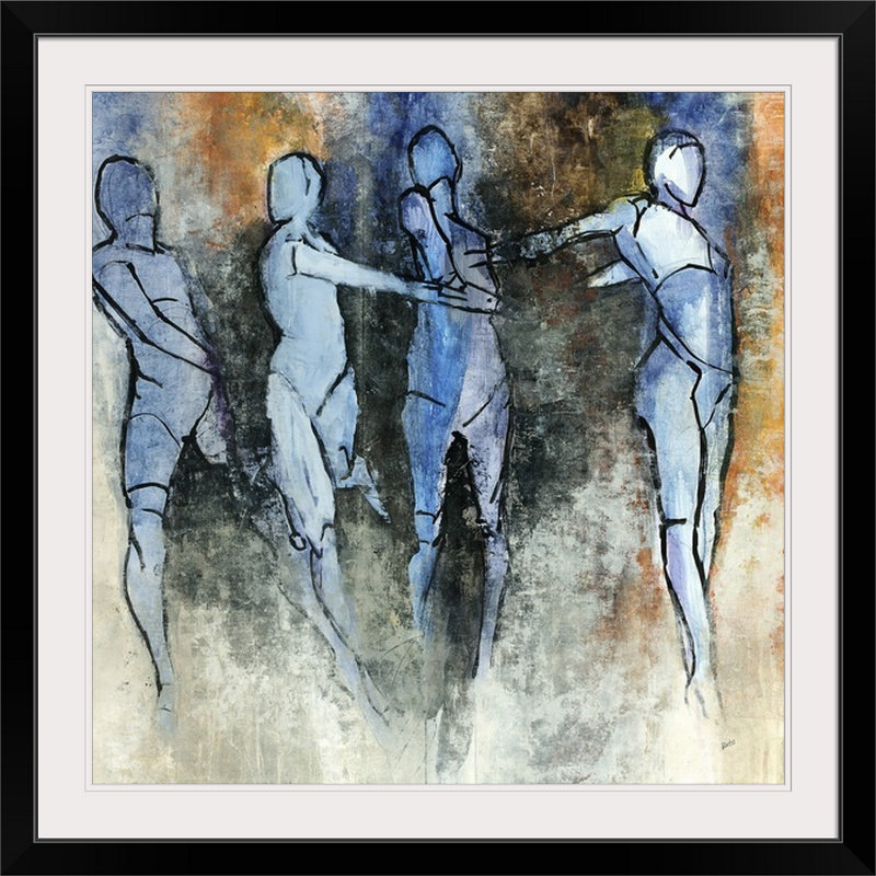 Priscille «Gestures», reproduction de peinture à l'aquarelle Clayton Rabo, Cadre noir, H 20" x l 20" x P 1"