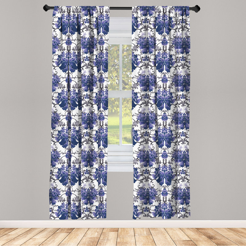 Floral Semi-Sheer Rod Pocket Sliding Panel, 28" x 84"