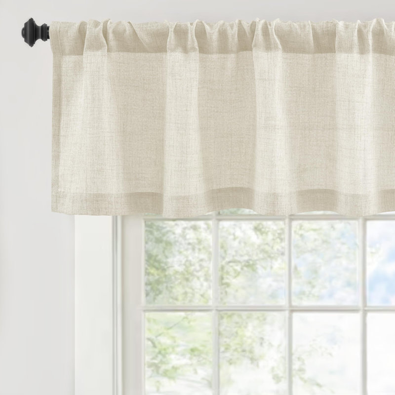 Cantonnières en lin texturé Chesham, L 52 po x L 14 po, Beige
