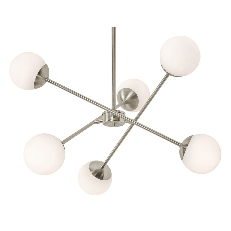 Luminaire suspendu spoutnik 6 lumières Nathir, Nickel satiné