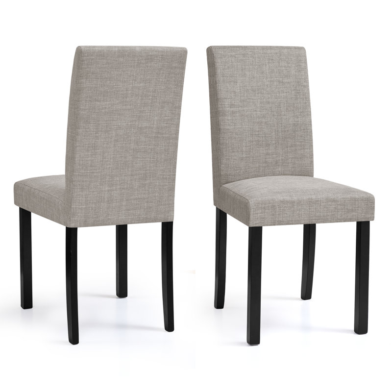 Momordique Solid Wood Parsons Dining Chairs, Rubberwood Upholstered Dinner Chair with Foam Seat, Stain-Resistant Fabric, 2